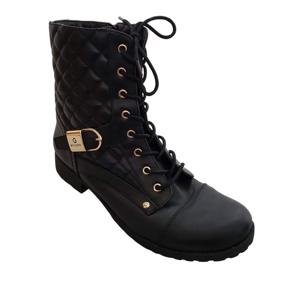 G by Guess Shoes - G By Guess Black Vegan Leather Combat Moto Boot 10